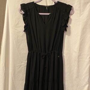 Scotch & soda, Elegant Black Ruffled, long Dress